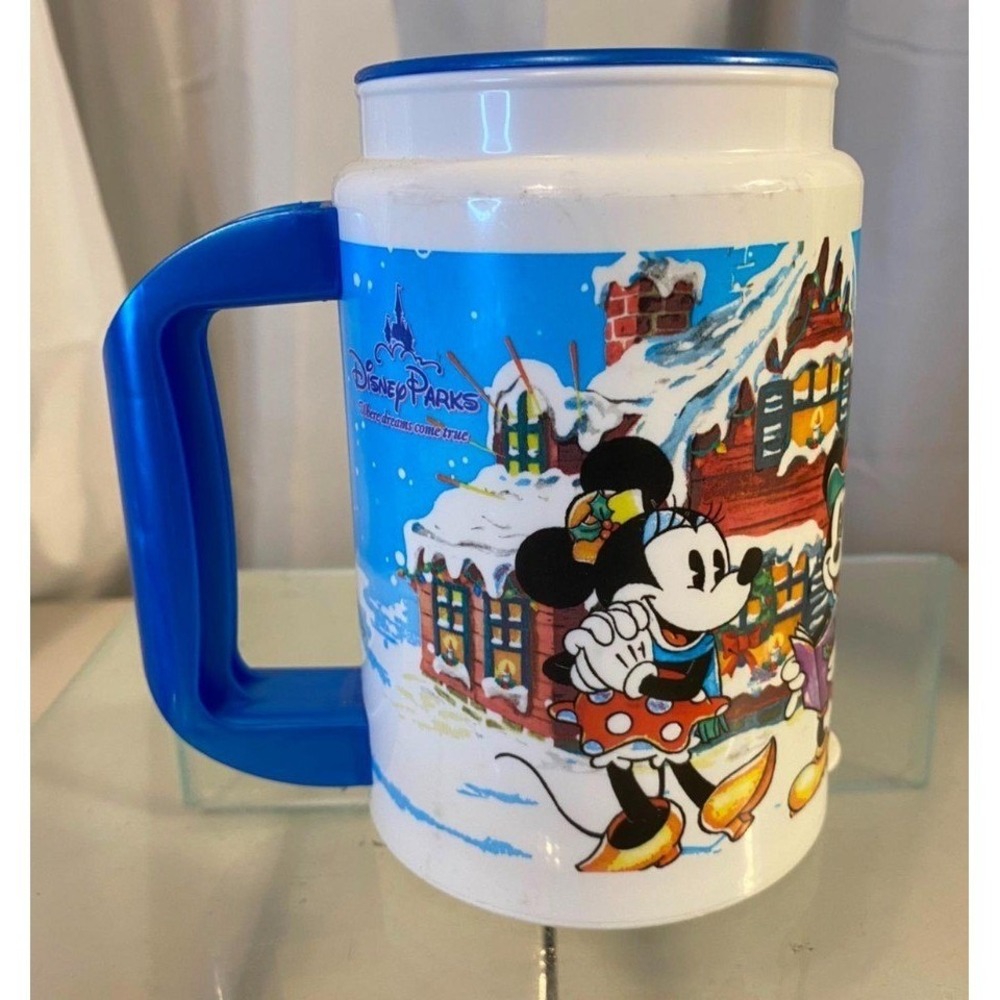 Disney Parks Christmas Holiday Travel Mug Mickey Minnie Donald Goofy Whirley Blu